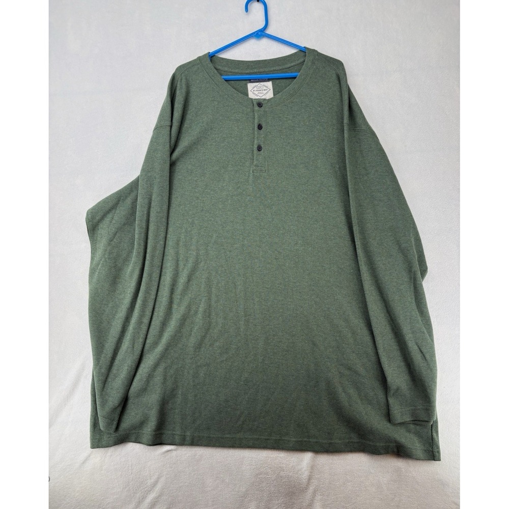 St. John's Bay Super Soft Green Henley Long Sleeve T-Shirt Men's 5XLT Big & Tall